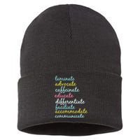 Special Education Teacher Laminate Advocate Caffeinate Sustainable Knit Beanie