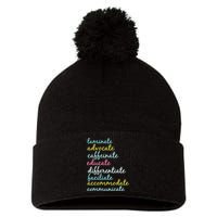 Special Education Teacher Laminate Advocate Caffeinate Pom Pom 12in Knit Beanie