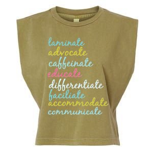 Special Education Teacher Laminate Advocate Caffeinate Garment-Dyed Women's Muscle Tee