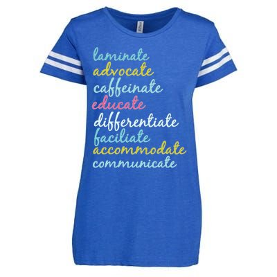 Special Education Teacher Laminate Advocate Caffeinate Enza Ladies Jersey Football T-Shirt