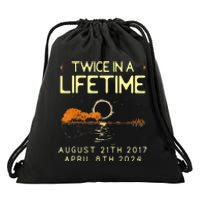 Solar Eclipse Twice In Lifetime April 08 2024 Drawstring Bag