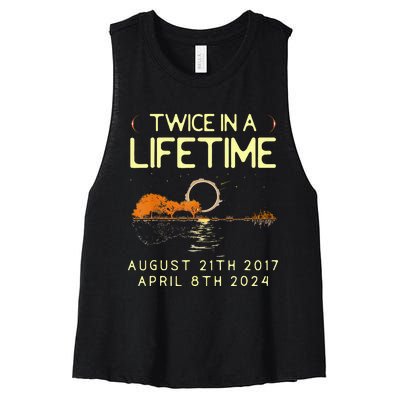 Solar Eclipse Twice In Lifetime April 08 2024 Women's Racerback Cropped Tank