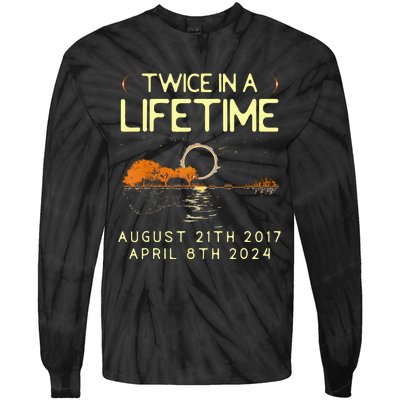 Solar Eclipse Twice In Lifetime April 08 2024 Tie-Dye Long Sleeve Shirt