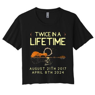 Solar Eclipse Twice In Lifetime April 08 2024 Women's Crop Top Tee