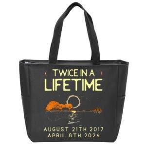 Solar Eclipse Twice In Lifetime April 08 2024 Zip Tote Bag