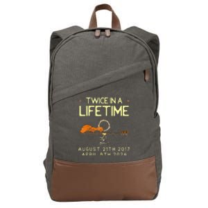 Solar Eclipse Twice In Lifetime April 08 2024 Cotton Canvas Backpack