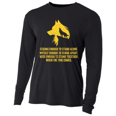 Strong Enough To Stand Alone Wolf Lover Wildlife Lover Cooling Performance Long Sleeve Crew