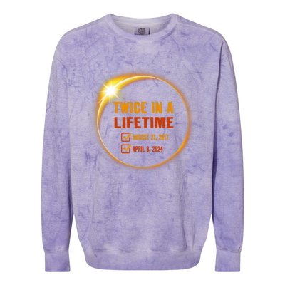 Solar Eclipse Twice In Lifetime 2024 Solar Eclipse Colorblast Crewneck Sweatshirt