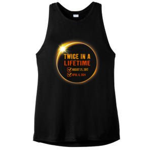 Solar Eclipse Twice In Lifetime 2024 Solar Eclipse Ladies PosiCharge Tri-Blend Wicking Tank