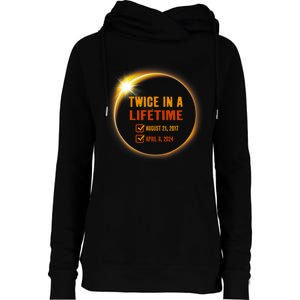 Solar Eclipse Twice In Lifetime 2024 Solar Eclipse Womens Funnel Neck Pullover Hood