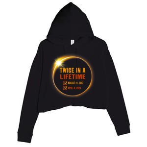 Solar Eclipse Twice In Lifetime 2024 Solar Eclipse Crop Fleece Hoodie