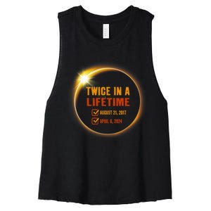 Solar Eclipse Twice In Lifetime 2024 Solar Eclipse Women's Racerback Cropped Tank