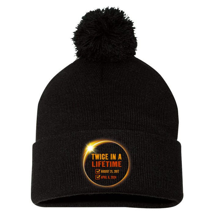 Solar Eclipse Twice In Lifetime 2024 Solar Eclipse Pom Pom 12in Knit Beanie