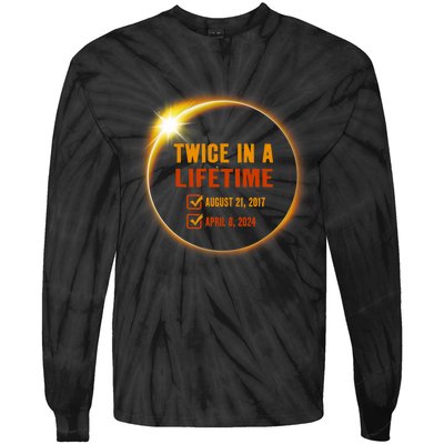 Solar Eclipse Twice In Lifetime 2024 Solar Eclipse Tie-Dye Long Sleeve Shirt