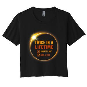 Solar Eclipse Twice In Lifetime 2024 Solar Eclipse Women's Crop Top Tee