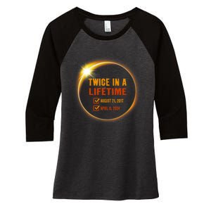 Solar Eclipse Twice In Lifetime 2024 Solar Eclipse Women's Tri-Blend 3/4-Sleeve Raglan Shirt