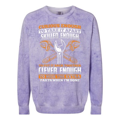 Skilled Enough To Put It Back Together Garage Car Mechanic Colorblast Crewneck Sweatshirt