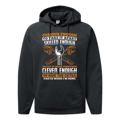 Skilled Enough To Put It Back Together Garage Car Mechanic Performance Fleece Hoodie