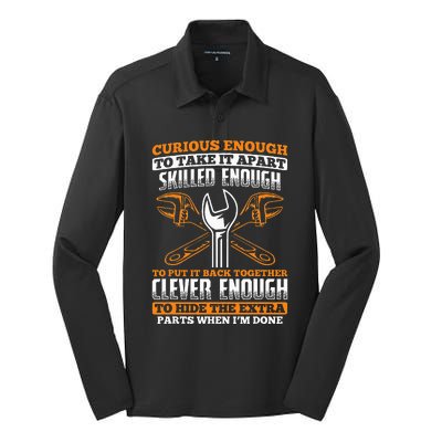 Skilled Enough To Put It Back Together Garage Car Mechanic Silk Touch Performance Long Sleeve Polo