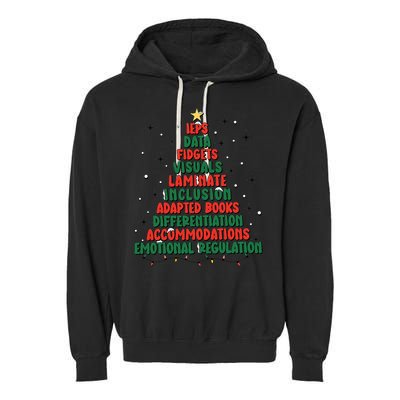 Special Ed Teacher Christmas Holiday Teacher Xmas Lights Garment-Dyed Fleece Hoodie