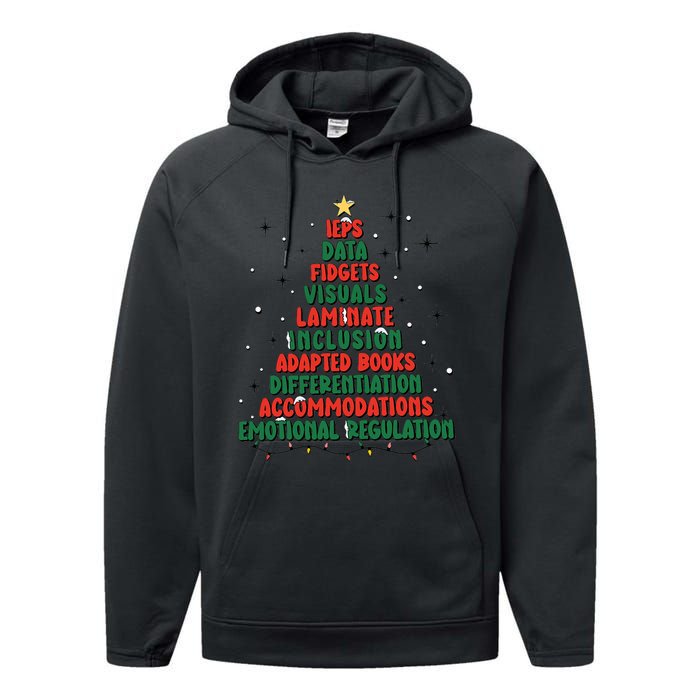 Special Ed Teacher Christmas Holiday Teacher Xmas Lights Performance Fleece Hoodie