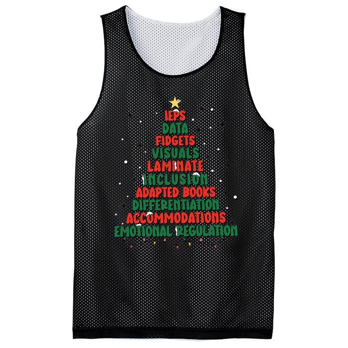 Special Ed Teacher Christmas Holiday Teacher Xmas Lights Mesh Reversible Basketball Jersey Tank