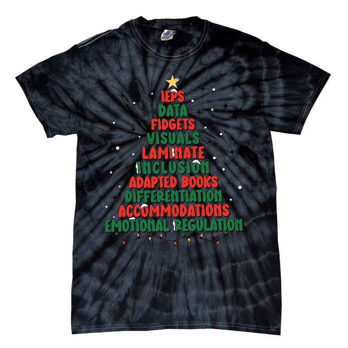 Special Ed Teacher Christmas Holiday Teacher Xmas Lights Tie-Dye T-Shirt