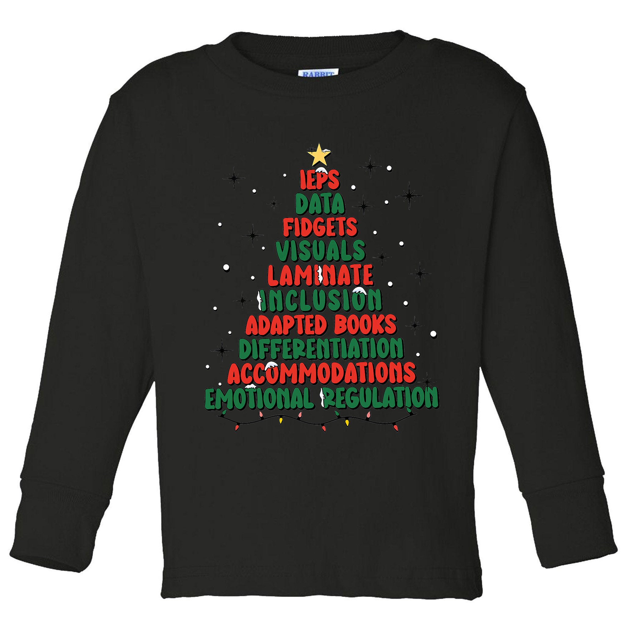 Special Ed Teacher Christmas Holiday Teacher Xmas Lights Toddler Long Sleeve Shirt