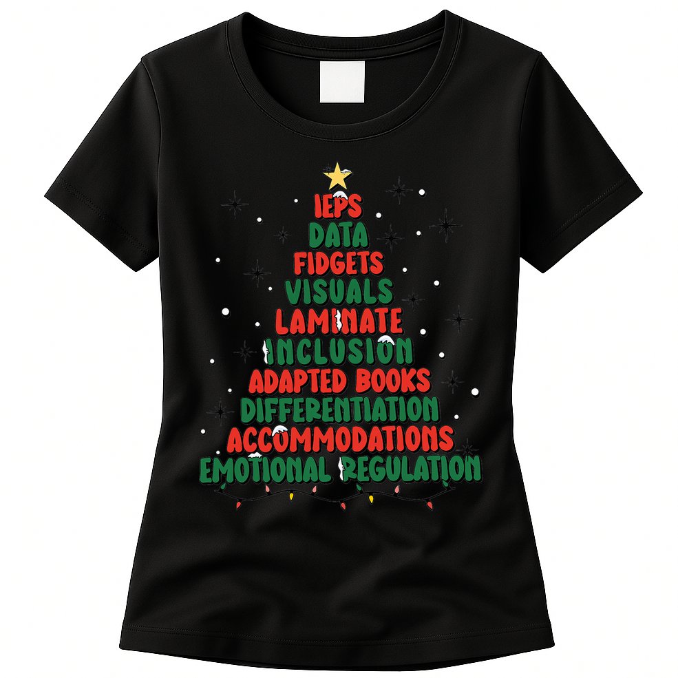 Special Ed Teacher Christmas Holiday Teacher Xmas Lights Womens T-Shirt
