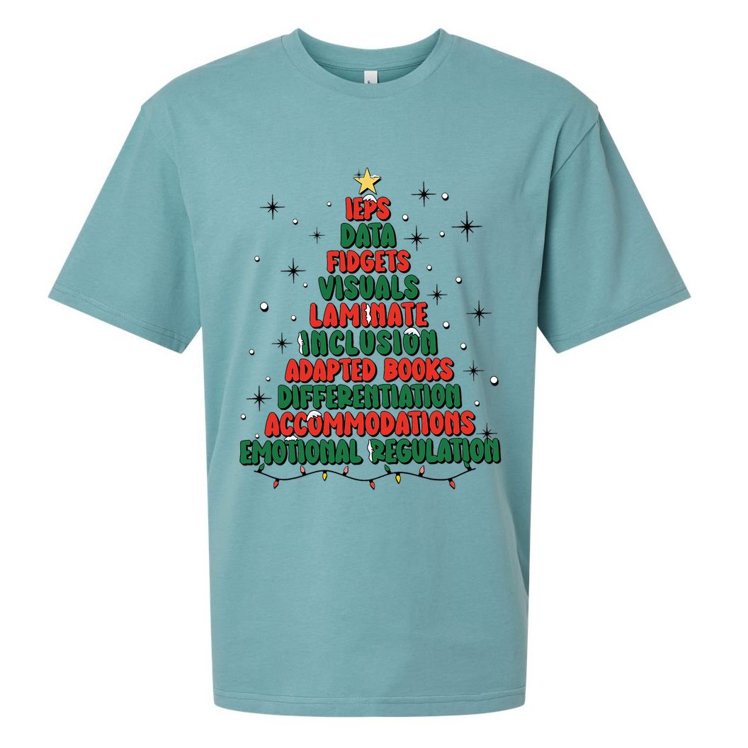 Special Ed Teacher Christmas Holiday Teacher Xmas Lights Sueded Cloud Jersey T-Shirt