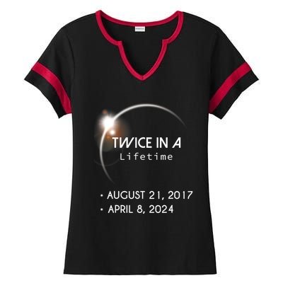 Solar Eclipse Twice In Lifetime 2024 Ladies Halftime Notch Neck Tee