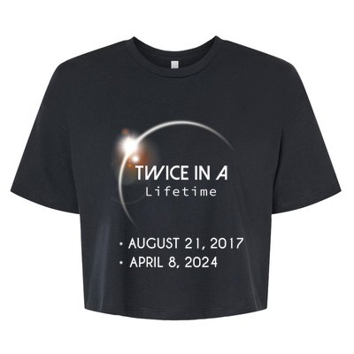 Solar Eclipse Twice In Lifetime 2024 Bella+Canvas Jersey Crop Tee