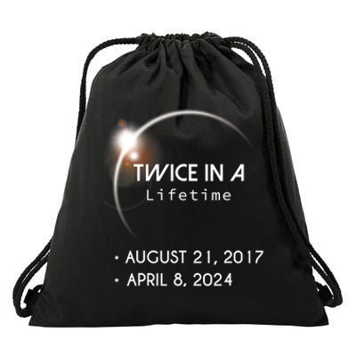 Solar Eclipse Twice In Lifetime 2024 Drawstring Bag