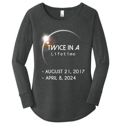 Solar Eclipse Twice In Lifetime 2024 Women's Perfect Tri Tunic Long Sleeve Shirt