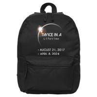 Solar Eclipse Twice In Lifetime 2024 16 in Basic Backpack