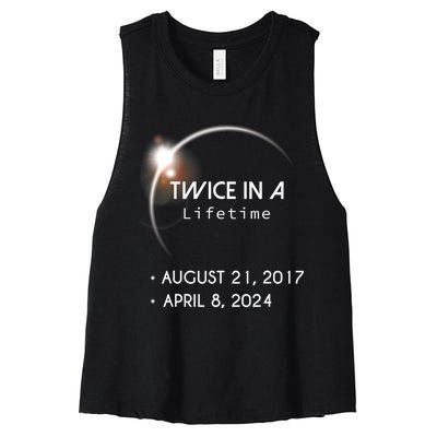 Solar Eclipse Twice In Lifetime 2024 Women's Racerback Cropped Tank