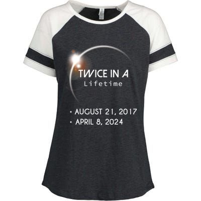 Solar Eclipse Twice In Lifetime 2024 Enza Ladies Jersey Colorblock Tee