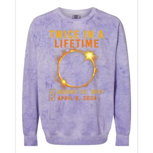 Solar Eclipse Twice In Lifetime 2024 Solar Eclipse Colorblast Crewneck Sweatshirt