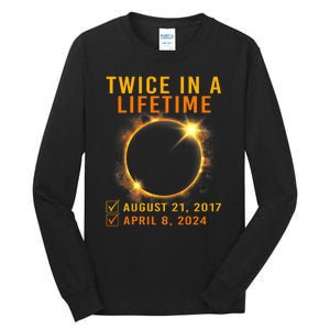 Solar Eclipse Twice In Lifetime 2024 Solar Eclipse Tall Long Sleeve T-Shirt