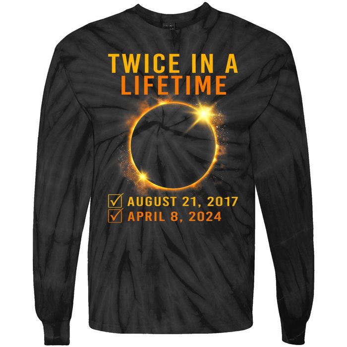 Solar Eclipse Twice In Lifetime 2024 Solar Eclipse Tie-Dye Long Sleeve Shirt