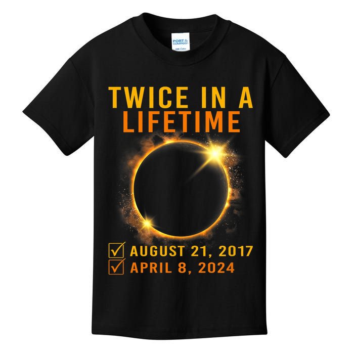 Solar Eclipse Twice In Lifetime 2024 Solar Eclipse Kids T-Shirt