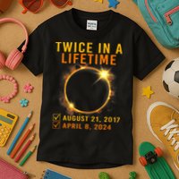 Solar Eclipse Twice In Lifetime 2024 Solar Eclipse Kids T-Shirt