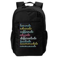 Special Education Teacher Laminate Advocate Caffeinate Daily Commute Backpack