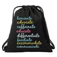 Special Education Teacher Laminate Advocate Caffeinate Drawstring Bag