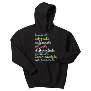 Special Education Teacher Laminate Advocate Caffeinate Kids Hoodie