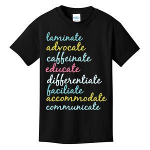 Special Education Teacher Laminate Advocate Caffeinate Kids T-Shirt