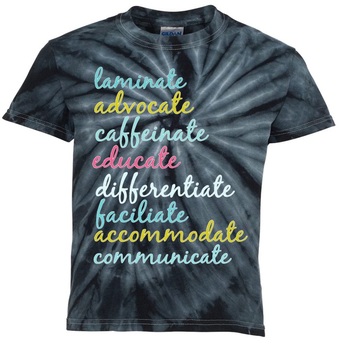 Special Education Teacher Laminate Advocate Caffeinate Kids Tie-Dye T-Shirt