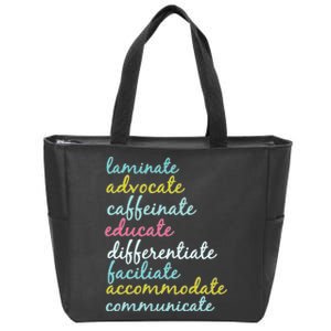 Special Education Teacher Laminate Advocate Caffeinate Zip Tote Bag