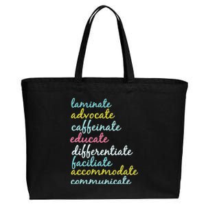 Special Education Teacher Laminate Advocate Caffeinate Cotton Canvas Jumbo Tote