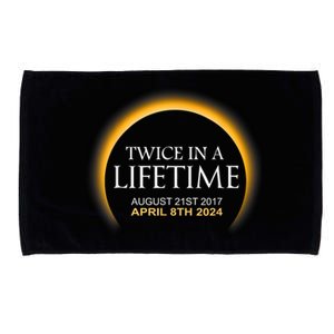 Solar Eclipse Twice In Lifetime 2024 Microfiber Hand Towel